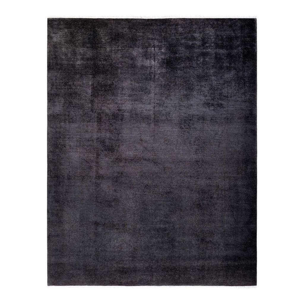 Overton Hand Knotted Wool Vintage Inspired Modern Contemporary Overdyed Gray Area Rug - 8' 1" x 10' 4"