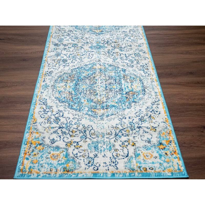 Tigris Pasha Oriental Medallion Bohemian Vintage Distressed Area Rug
