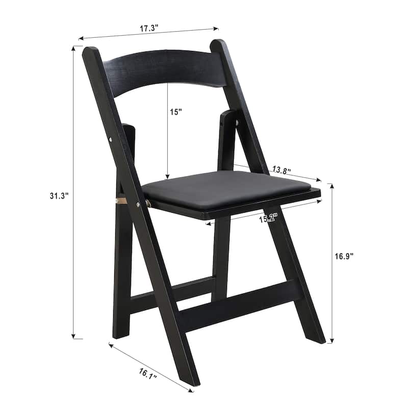 Modern 16.1" Folding Accent Chair with Solid Wood Frame for Dining Room (Set of 4)