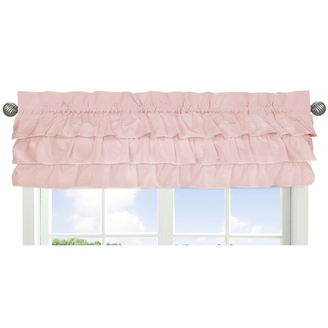 Sweet Jojo Designs Solid Color Blush Pink Shabby Chic Ruffle Harper Collection Window Curtain Valance - 54in. x 15in.
