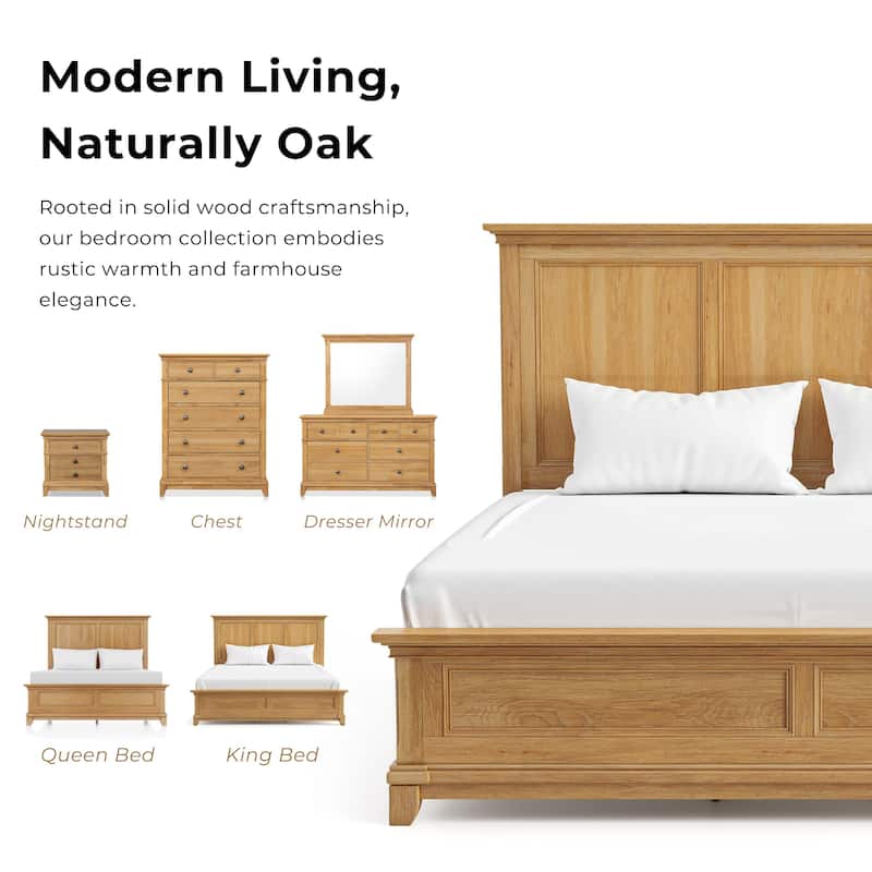 Furniture of America Wellington Farmhouse Natural Oak Wood 6-Drawer Dresser