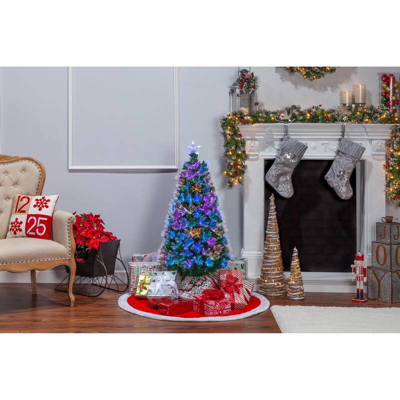 4 Foot High Fiber Optic Color Changing Tree - N/A