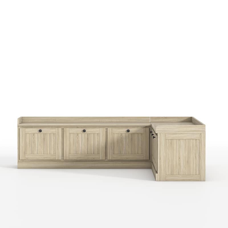 L-Shaped Storage Bench 176 lbs Top Load, Corner Entryway Bench with Hidden Storage Seating