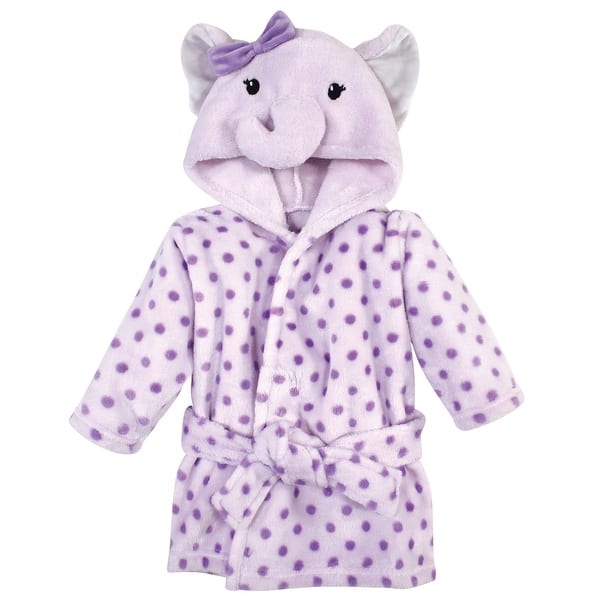 slide 1 of 1, Hudson Baby Infant Boy Plush Animal Bathrobe, Purple Elephant, 0-9 Months - Purple Elephant - 0-9 Months 0-9 Months - Purple Elephant