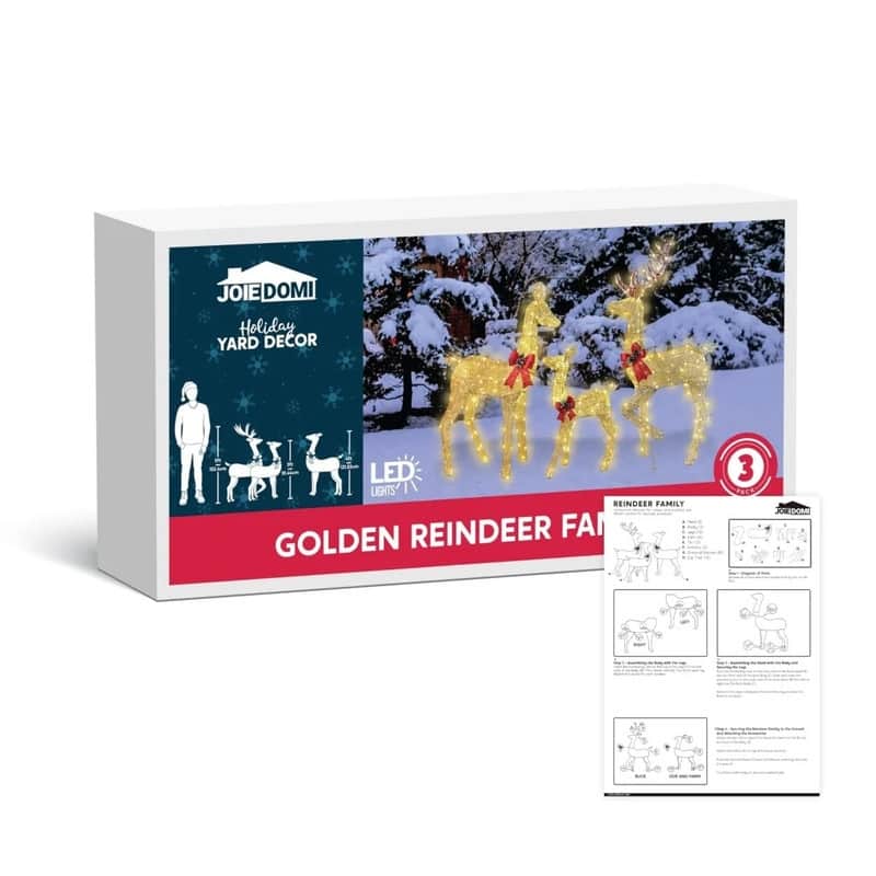 3 Packs Christmas Decoration Deer Family