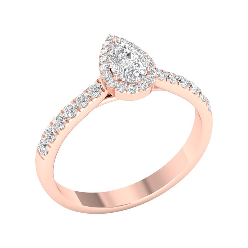 3/4ct TDW Diamond Pear Shape Halo Engagement Ring in 10k Gold for Women