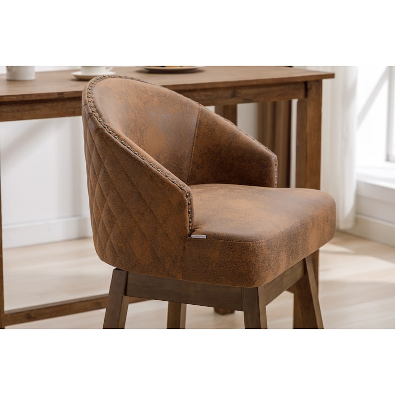 Rotating Bar Chair, Counter Height Bar Chair With Backrest, Rotating Kitchen Stool, Set of 2