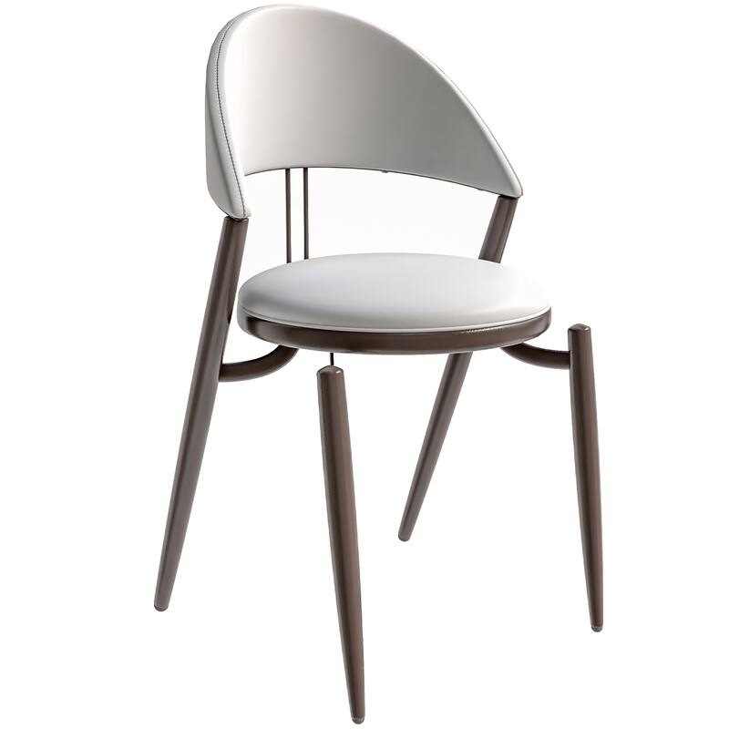 Venice Upholstered Leather Dining Chair Open Back Accent Side Chair with Iron Legs - White