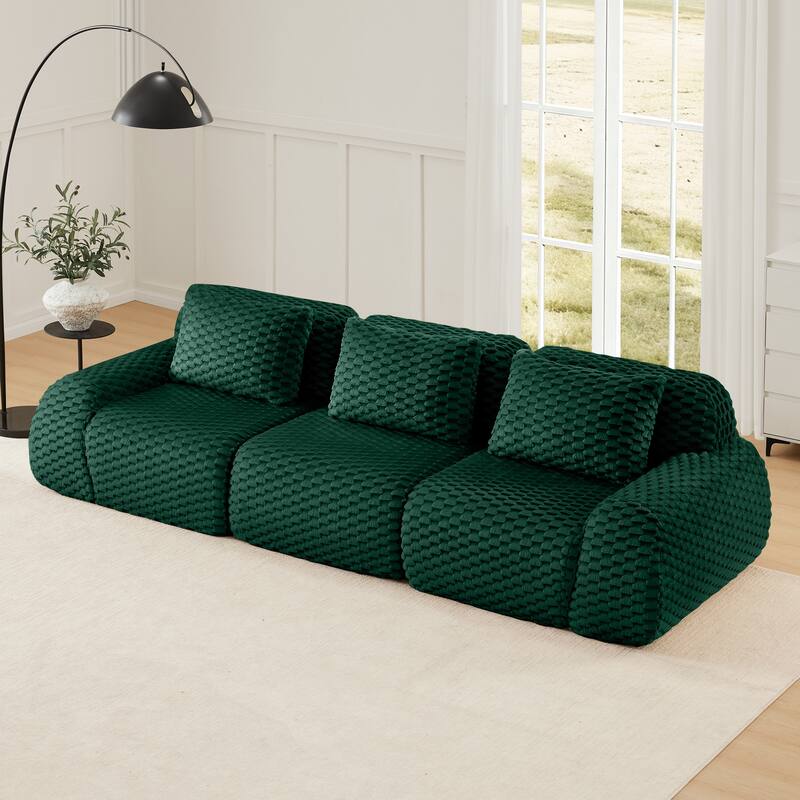 114" Modern Modular Sectional Sofa for Living Room,Boneless Sofa,Deep Seat,Buckle Connection,Anti-slip Design - Green