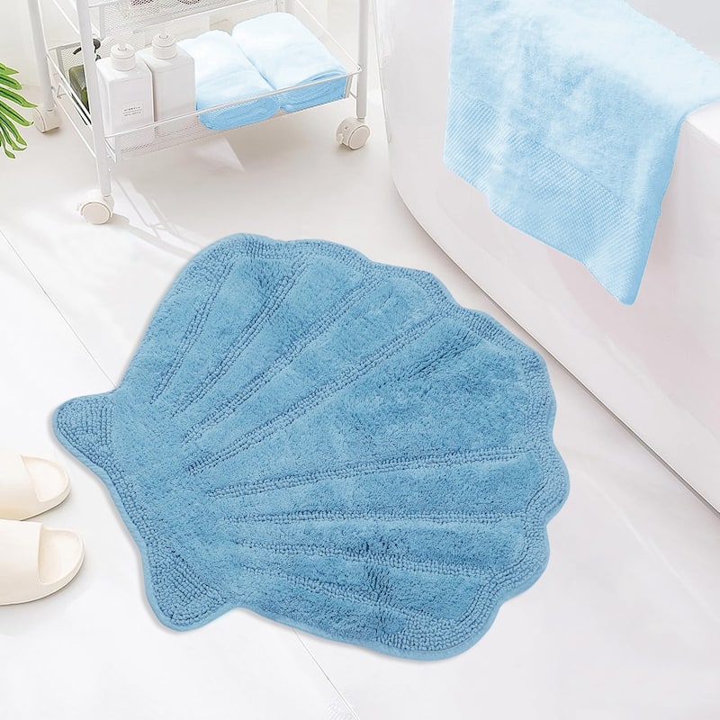 Better Trends Seashell Bath Rug 100% Cotton Absorbent Reversible Bathroom Mat Marilyn Collection