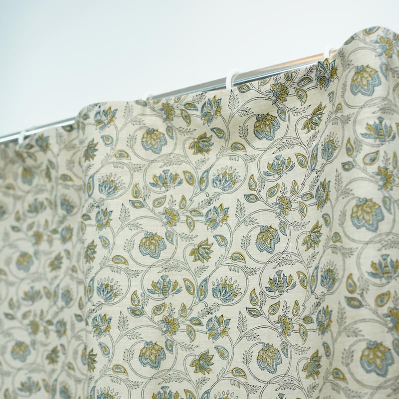 Fabdivine Floral Soft Linen Blend Fabric Kitchen Living Room Window Home Accent Décor Curtain