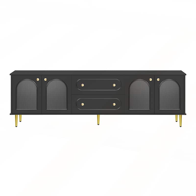 TV Cabinet with Five Metal Legs and Metal Handles