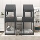 preview thumbnail 3 of 6, Gray Playful Full Over Full Wood Bunk Bed with Playhouse-Inspired Design