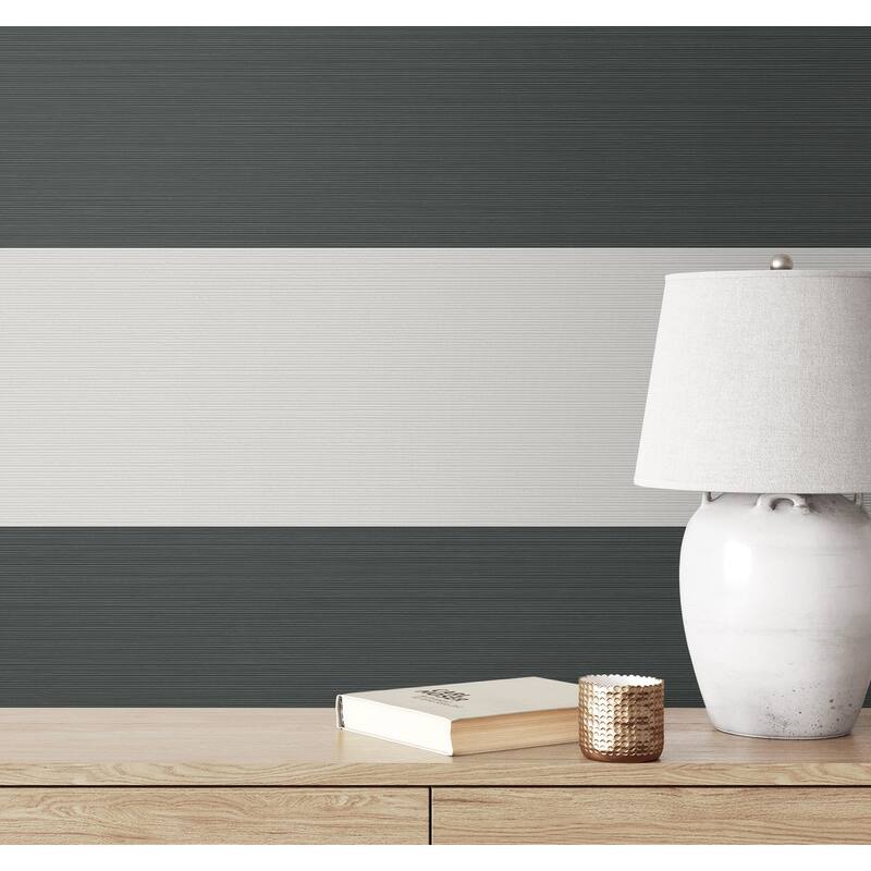 Seabrook Designs Dylan Striped Stringcloth Unpasted Wallpaper