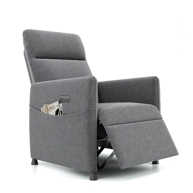 Anmytek Comfortable Modern Fabric Power Recliner Chair - Padded Seat Footrest