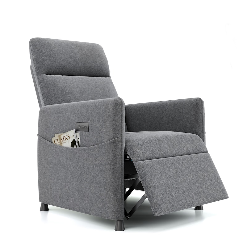 Power Recliner Chair for Adults - Modern Fabric Electric Recliner / Footrest, Padded Seat - Space-Saving Design