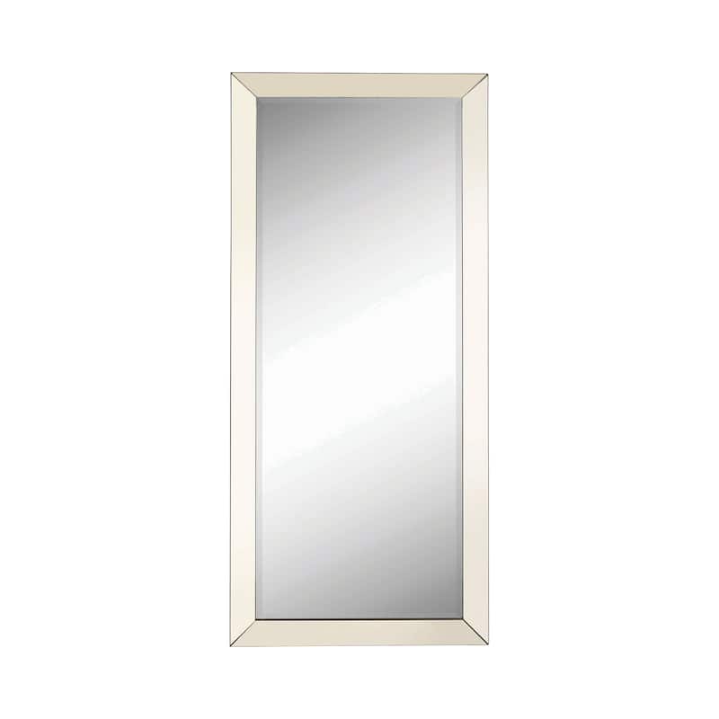 Rectangular Shaped Floor Mirror with Beveled Edge, Silver