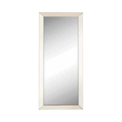 Rectangular Shaped Floor Mirror with Beveled Edge, Silver