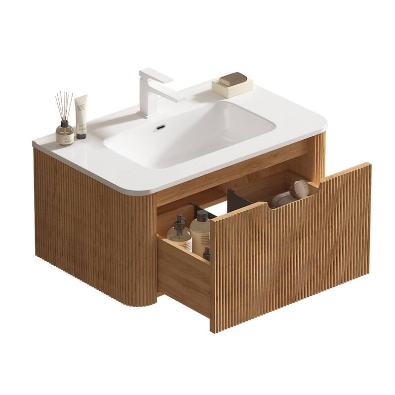 Bathroom Vanity with Top Sink Freestanding Vanity Set with Mirror