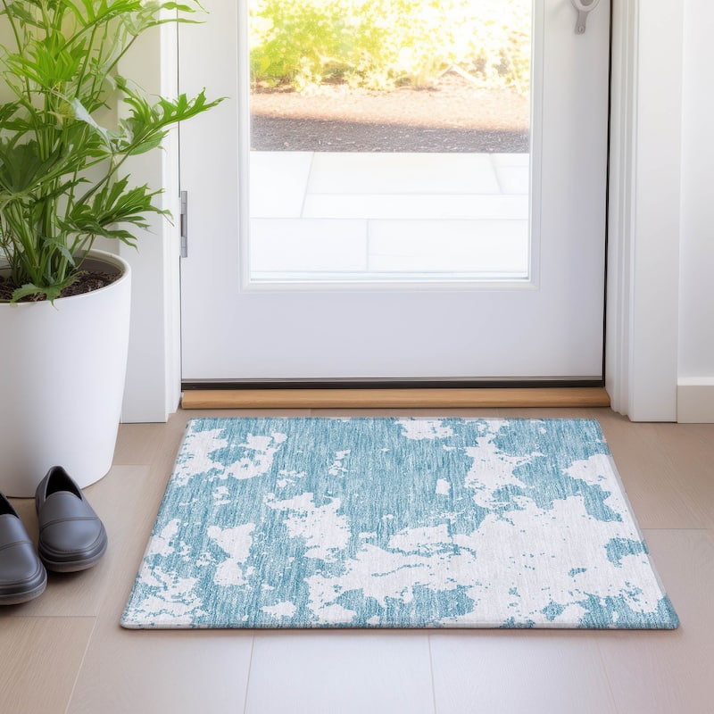 Premium Washable Super Soft Absstract Contempo Mayfield Rug - Sky - 1'8" x 2'6"
