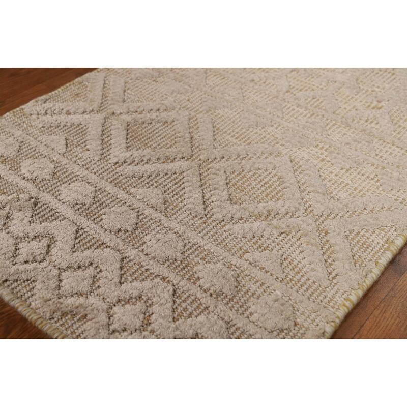 All-Over Geometric Moroccan Oriental Accent Rug Handmade Wool Carpet - 2'0"x 3'0"