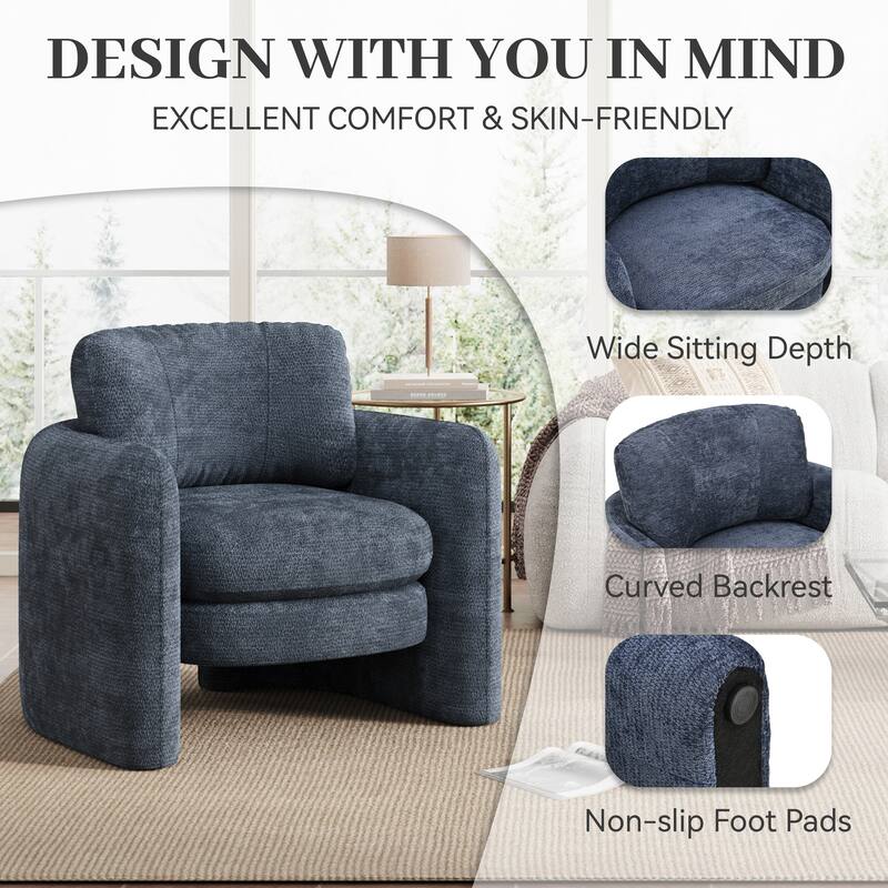 Accent Chairs, Living Room Chairs Upholstered Barrel Armchair for Living Room