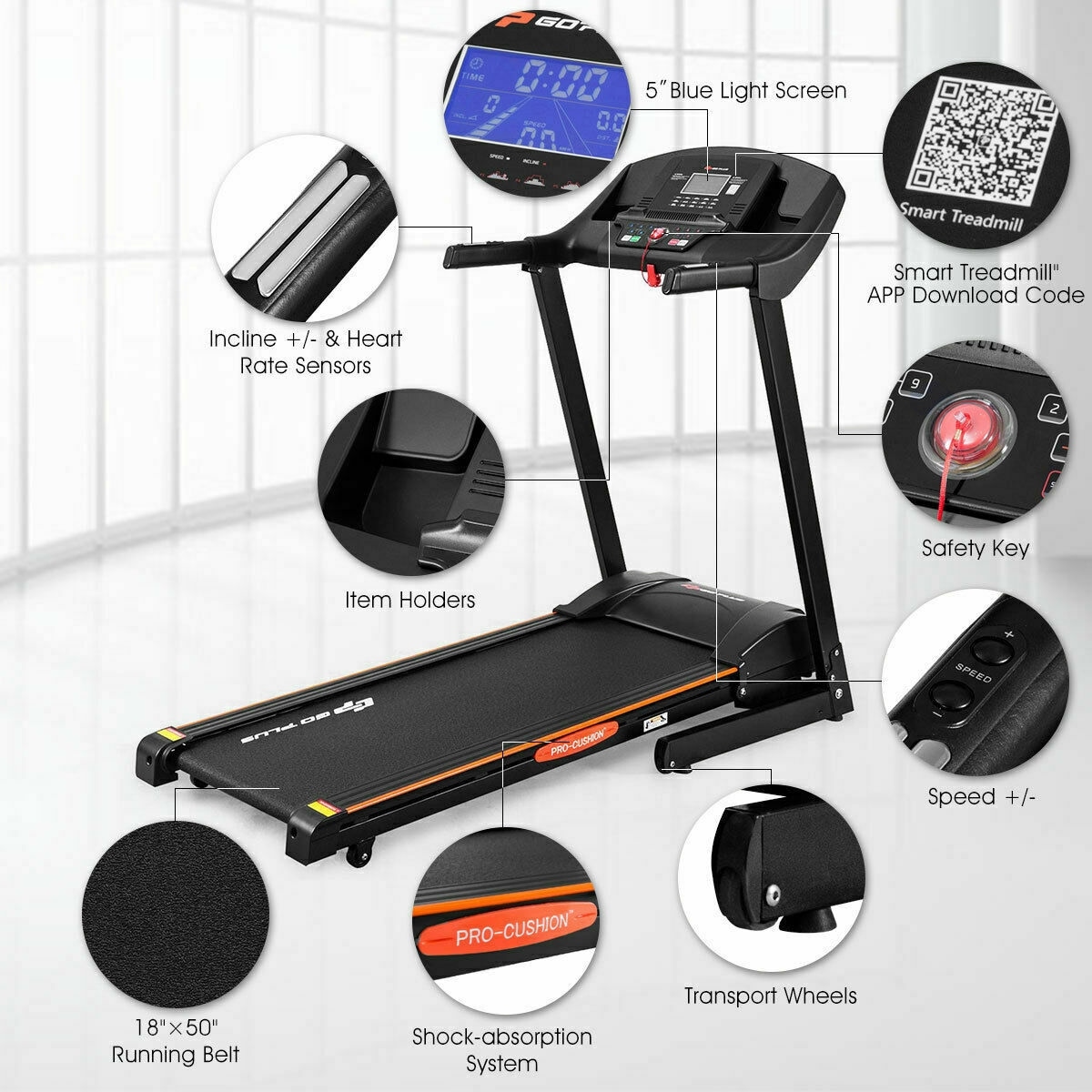goplus pro cushion treadmill