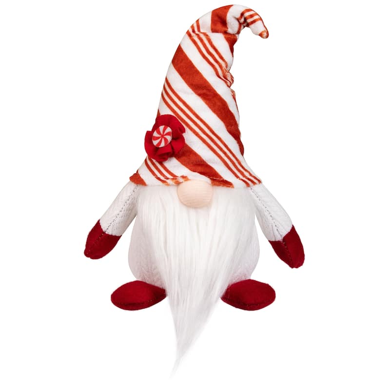 Peppermint Candy Plush Gnome Christmas Decoration - 10"
