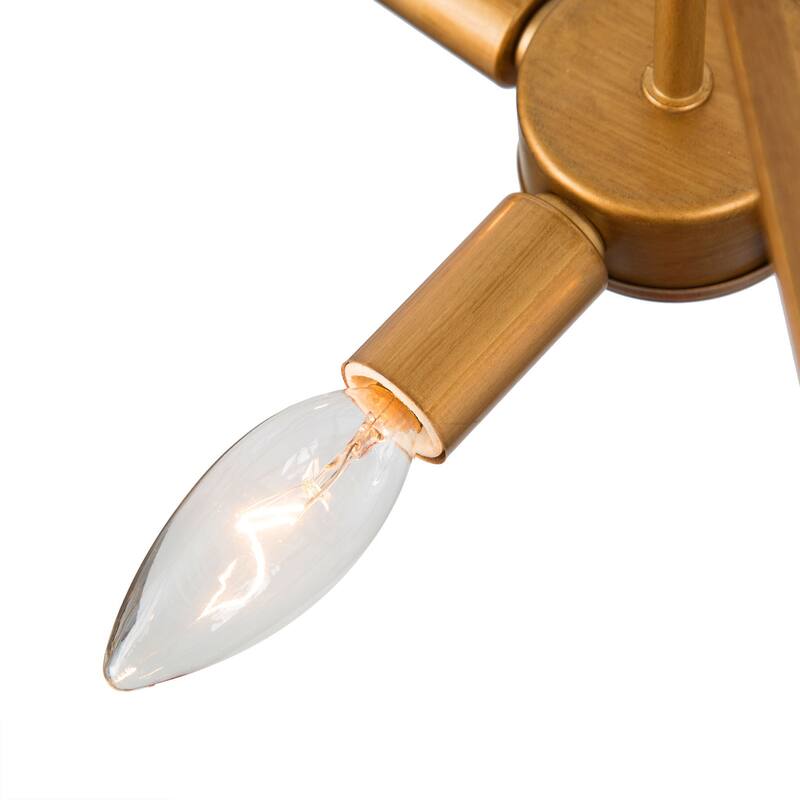 Besa Mid-Century Modern Brass 4-Light Gold Drum Chandelier for Dining Room