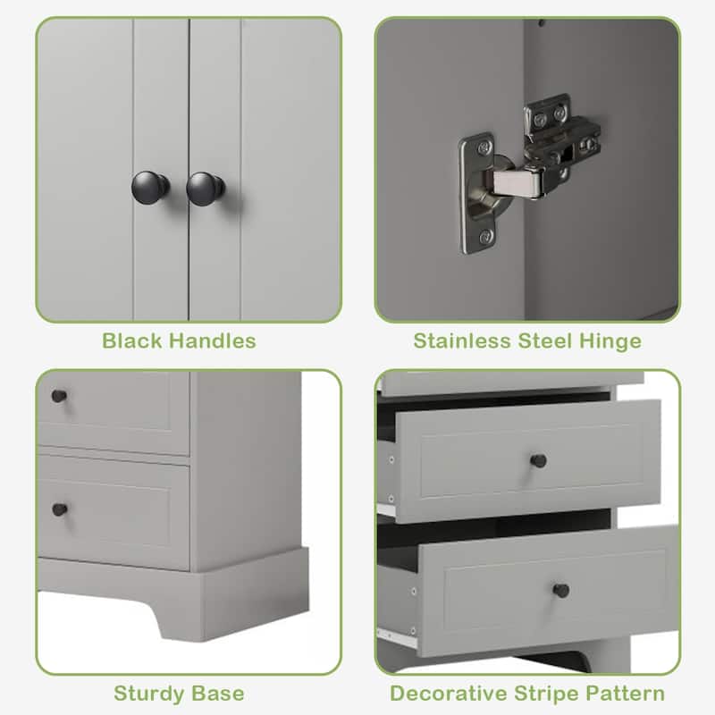 Tall Storage Cabinet with Doors and Drawers for Bathroom/Office