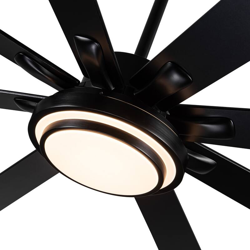 52 Inch/66 Inch/72 Inch Modern Ceiling Fan with Dimmable LED Light ,Remote&APP Control,8 Blades for Large Living Room,Porch - 72 Inch - Double Finish Black