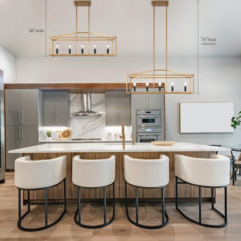 Dilley Modern Gold 5-Light Chandelier Rectangle Kitchen Island Light - L30"xW10.2"xH12"