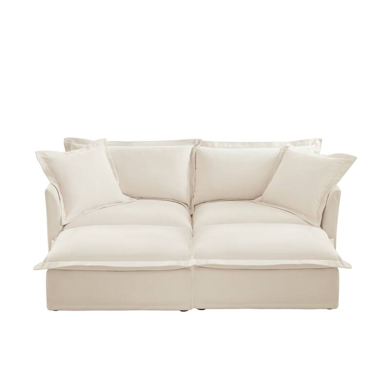 83.4" Chenille 2-Seater Sectional Sofa with Ottomans