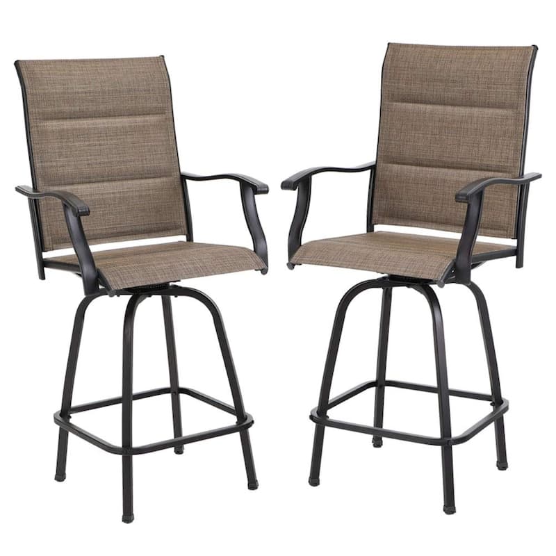 Namatota Padded Sling Swivel Bar Stools (Set of 2) by Havenside Home - Brown
