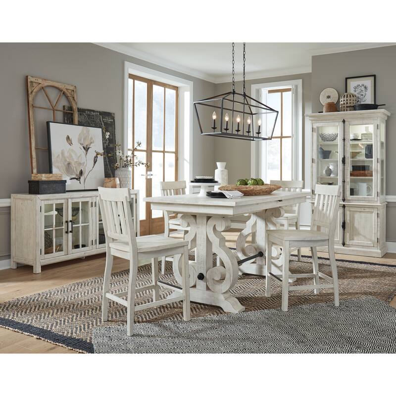 Magnussen Home Bronwyn Alabaster And Toasted Nutmeg Extendable Rectangular Counter Height Dining Table - 36''W x 66''D x 36''H