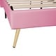 preview thumbnail 27 of 32, Remote Control LED Lights Bed Frame, PU Upholstered Princess Bed with Crown Headboard, Wood Slat Platform Bed