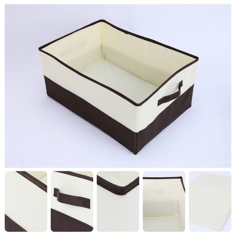 Fabric Storage Cube with Handles, 1 Pack Collapsible Storage Bin Basket for Shelves Closet Organizing Clothes - Brown - 20*14*9in