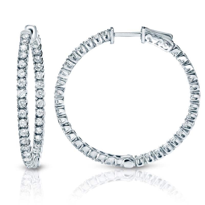 Auriya 14k Gold 7 3/4 carat TW Large Diamond Hoop Earrings (H-I, SI1-SI2) - 1.8-inch