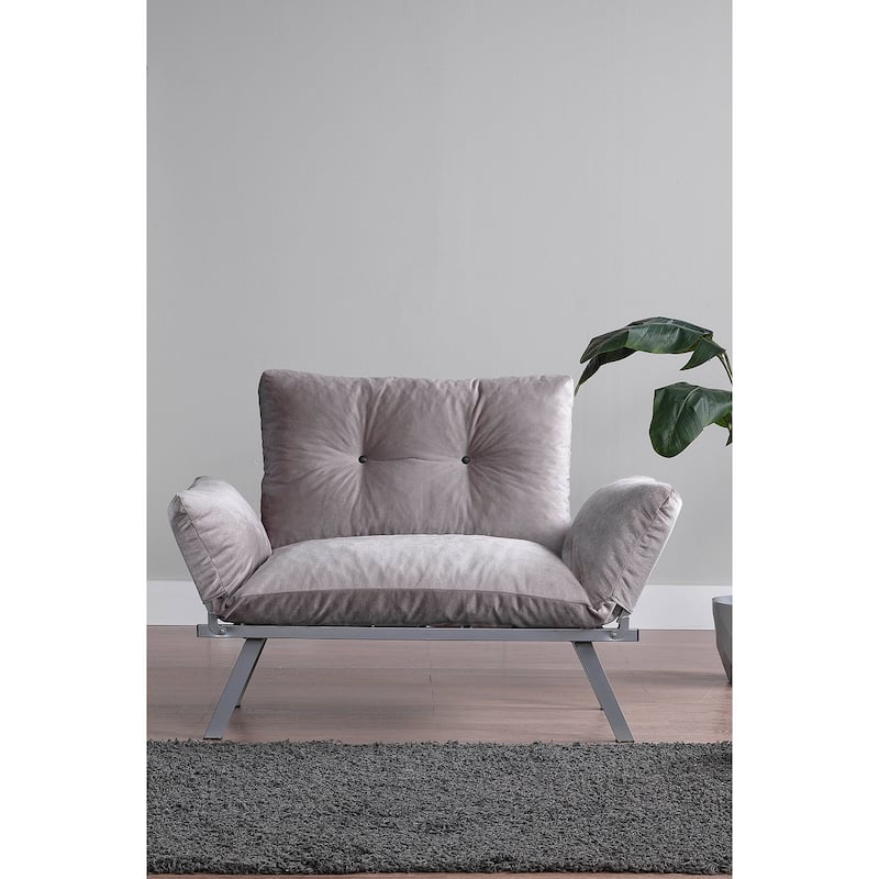 Metal Legs Futon Loveseat - Stone Grey
