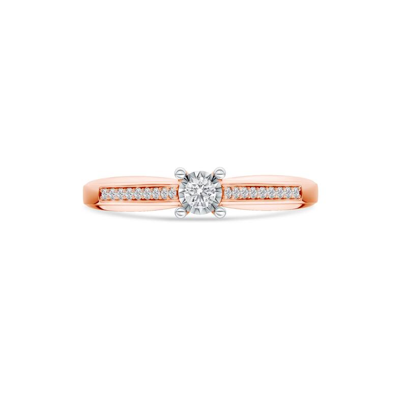 1/10ct TDW Solitaire Diamond Ring in 10K Rose Gold for Women - Rose Gold