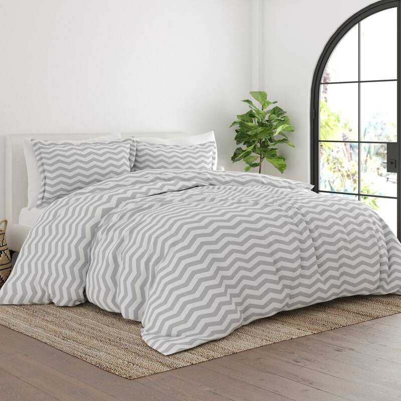 Simply Soft Oversized Arrow Pattern 3 Piece Duvet Cover Set - Grey - King