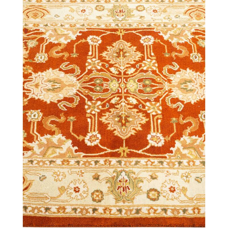 Overton Hand Knotted Wool Traditional Oriental Orange Runner