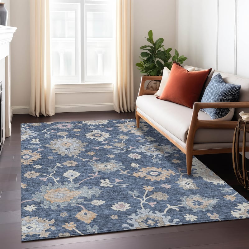 Machine Washable Indoor/ Outdoor Traditional Persian Chantille Rug