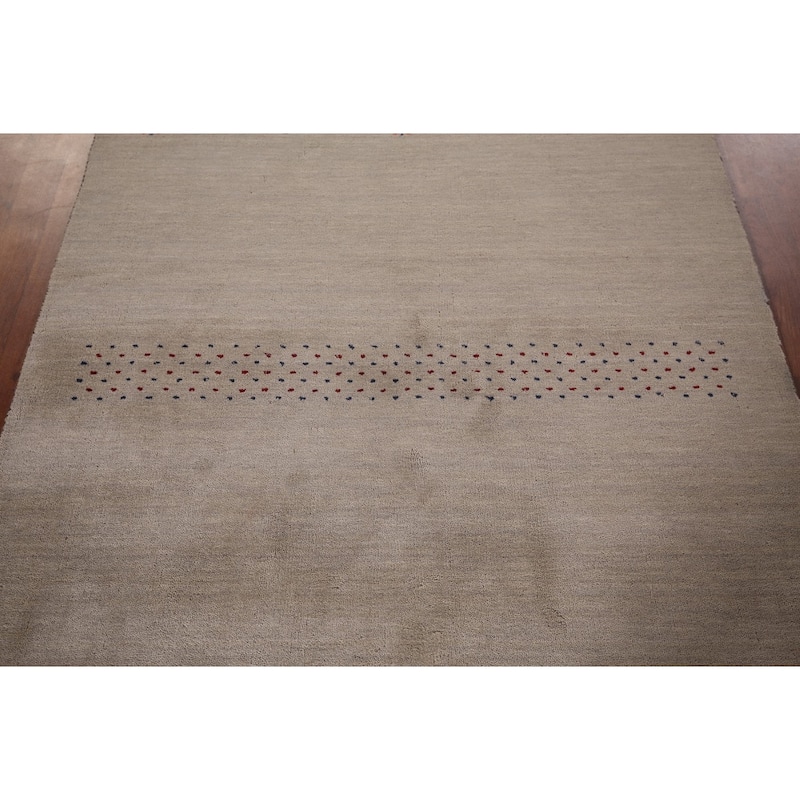 Beige Gabbeh Indian Area Rug Handmade Wool Carpet - 4'7"x 6'6"