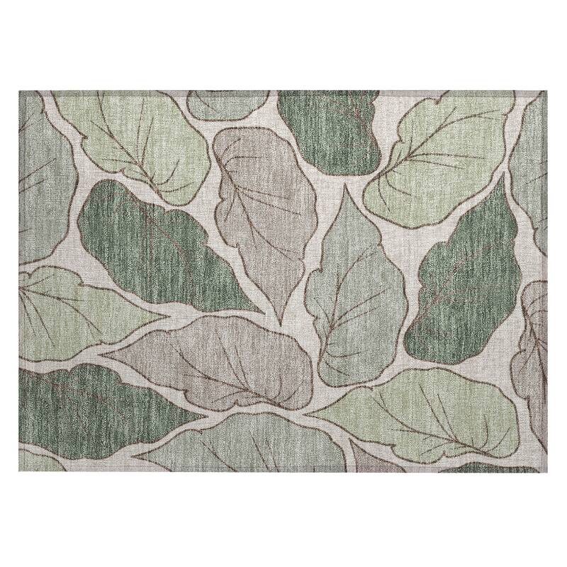 Machine Washable Indoor/ Outdoor Contemporary Floral Chantille Rug