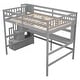 preview thumbnail 13 of 20, Full Size Solid Wood Loft Bed with Built-in Desk, Bookshelves and Storage Staircase
