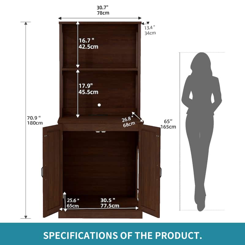 Moasis 71" Tall Hidden Cat Litter Box Enclosure Furniture with Charging Station for Self-Cleaning Litter Boxes