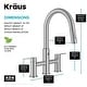 preview thumbnail 53 of 86, KRAUS Oletto Bridge Kitchen Faucet with 2-Function Pull-Down Sprayhead