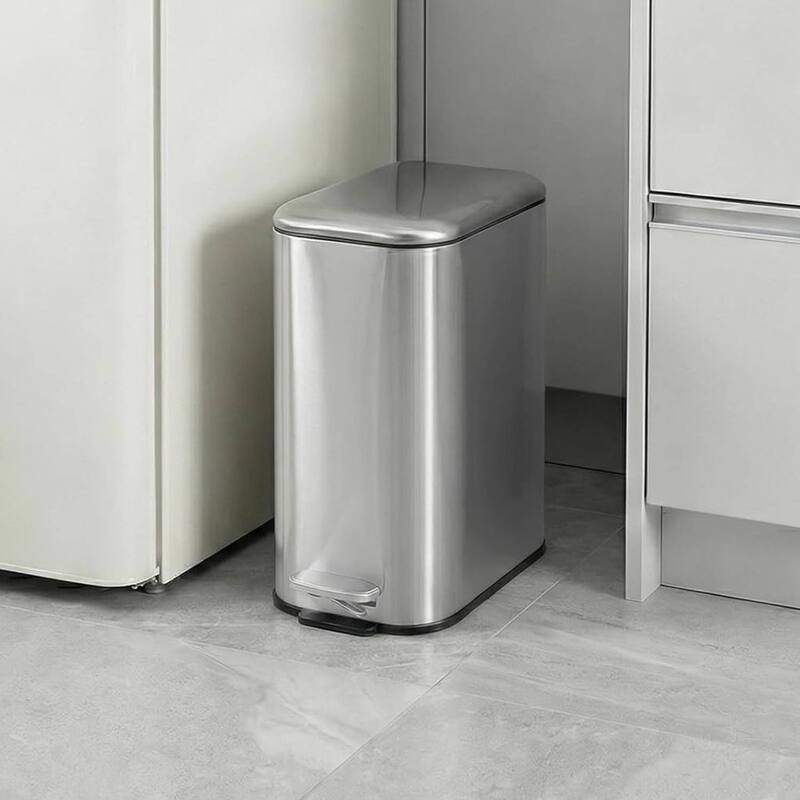 1.3 Gallons Trash Can, Step Garbage Can for Bathroom, Bedroom, Office, Kitchen - Silver