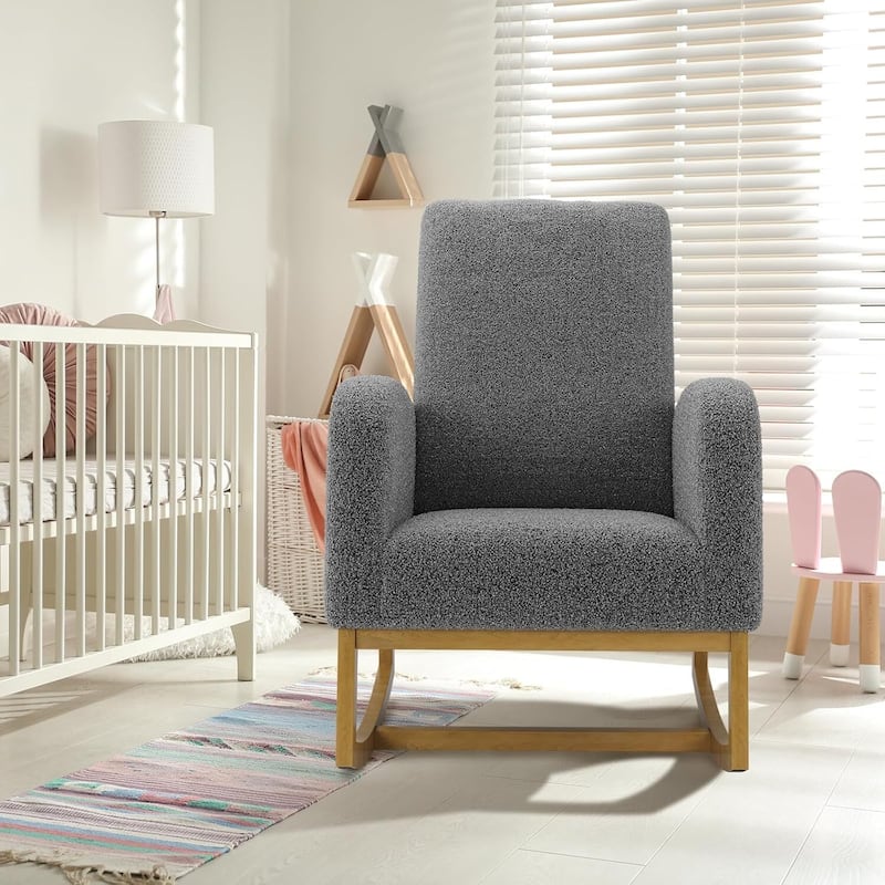 Teddy Fabric Rocking Chair for Living Room, Bedroom, Nursery, Garden - 1PC